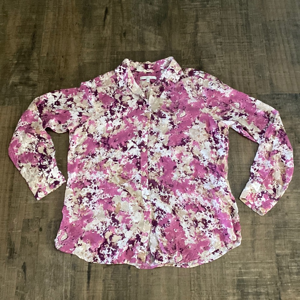 FOXCROFT Size 10 Shaped Long Sleeves Button Down Top